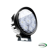 Round 27W LED flood work light with aluminium housing and IP67 waterproof rating