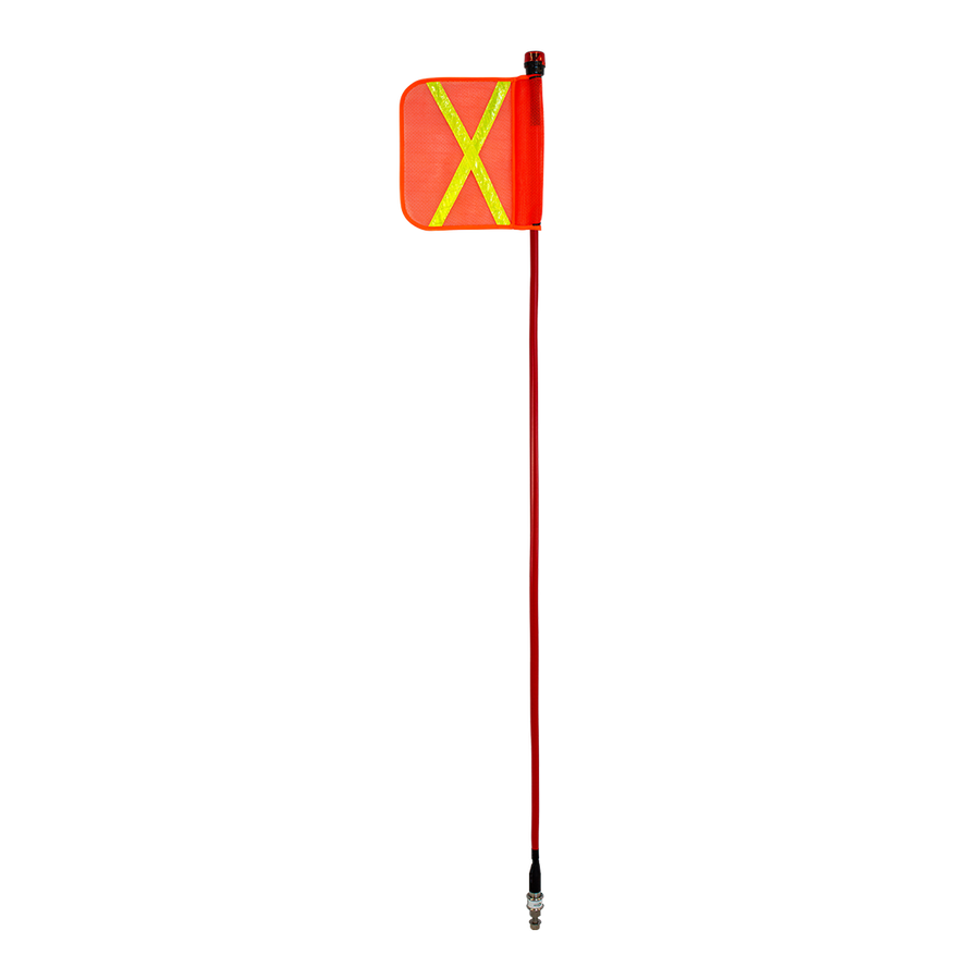 ACOT500 1.8m LED safety flag pole with reflective square flag and stainless steel quick-release