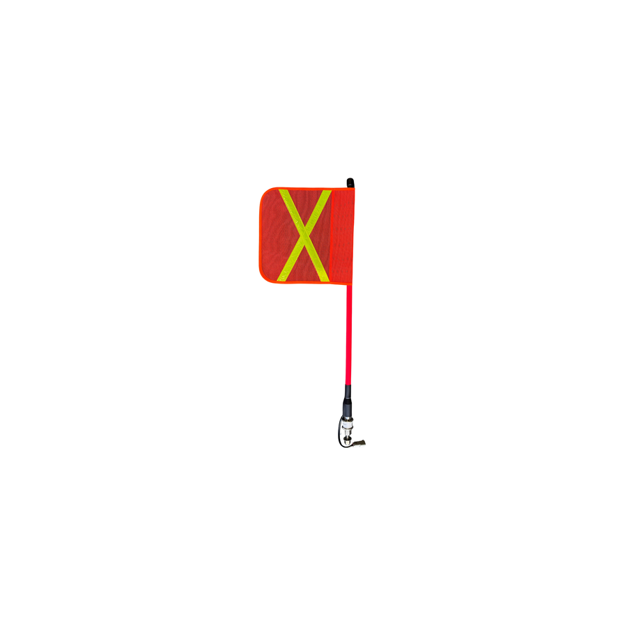 ACOT500 0.8m safety flag pole with reflective square flag and stainless steel quick-release.