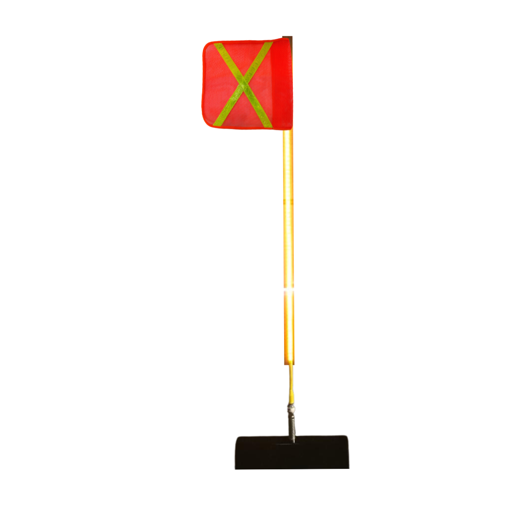 Safety Flag 1.2m with Red Light on Top and Square Flag