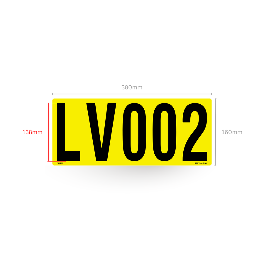 3M reflective yellow hi-vis asset label 380mm x 160mm for fleet vehicles, mining equipment and industrial asset identification by ACOT500